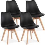 Mesa Comedor para 4-6 Personas, Mesas de Cocina estilo Nórdico, Diseño Resistente, Duradero y Ligero, Ideal para Uso Diario, Tablero MDF Blanco Mate, Patas de Madera de Haya Maciza con Protectores Antirayaduras, Adaptable a Cualquier Espacio