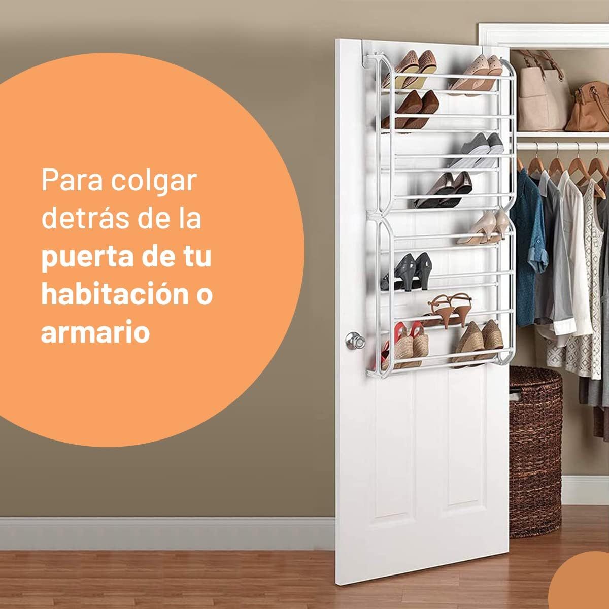 Zapateros Organizador Puerta con Capacidad hasta 24 Pares de Zapatos, Organizador Puerta, Zapatero de Puerta para Ahorrar Espacio, Multinivel, Resistente, Zapatero Colgante, Fácil de Montar, Construcción Robusta y Duradera, Ocupa poco Espacio