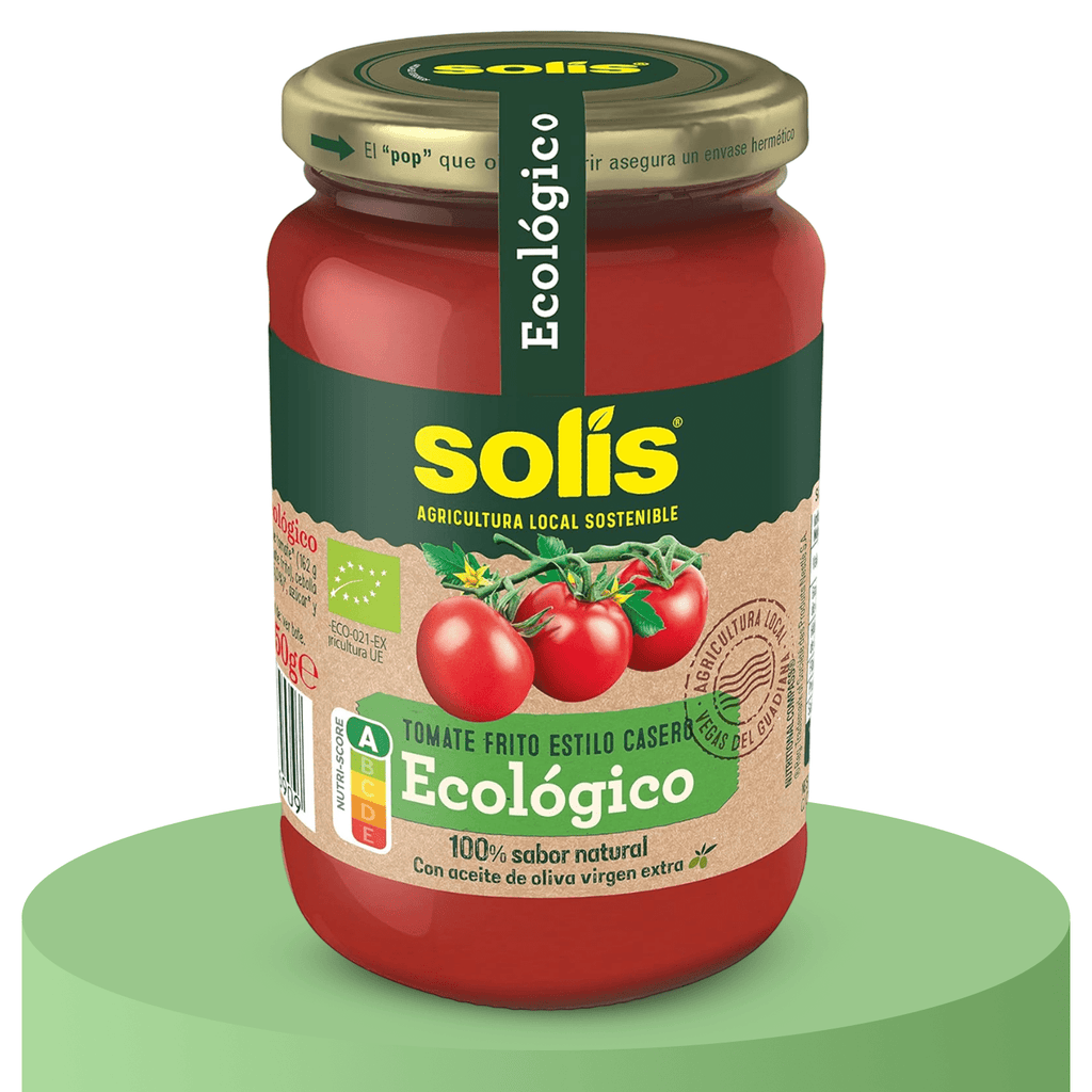 SOLÍS Tomate Frito Ecológico Frasco Cristal, 350g por Frasco, Tomate sin gluten