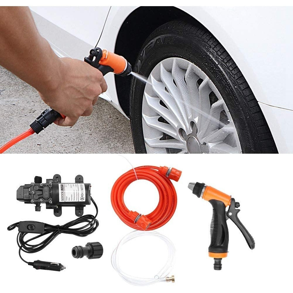 Kit Limpieza Coche, Lavado a Presión 80W Potencia, 8 Metros de Manguera, Rápido y fácil de Usar, Resistencia a Ácidos y Álcalis, Resistencia a la Corrosión, Bajo Nivel de Ruido, Larga Vida Útil, Incluye: x1 Bomba de agua de Diafragma, x1 Rociador de Agua