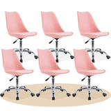 Silla Escritorio Ergonómica con Ruedas, Silla Oficina Giratoria con Altura Ajustable, Acolchada, Estilo Nórdico, Ideal para Estudio y Oficina