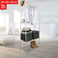 Perchero Metálico para Ropa y Zapatos, Alta Estabilidad, Fuerte Carga de Peso y Capacidad, Instalación Simple, Ideal para cualquier Espacio de tu Casa u Oficina, Acero Inoxidable, Dimensiones Compactas, 60 x 35 x 152 cm