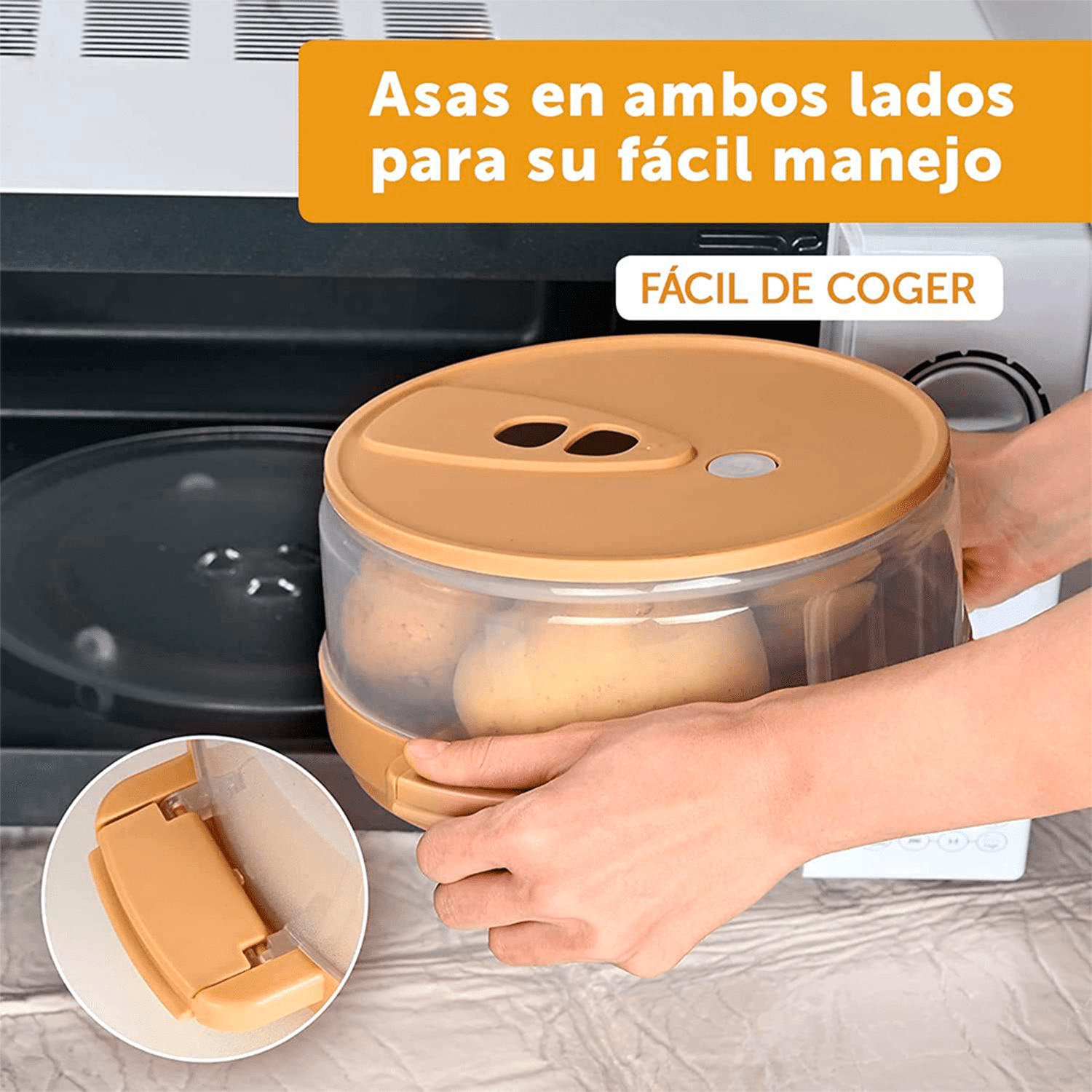 Vaporera Microondas para Patatas Asadas, Cocina Patatas al Vapor en el Microondas sin Aceites y sin Grasa, Hasta 3 Patatas Medianas, Cocción Rápida y Limpia, Vávula para Salida de Vapor, Apto para Lavavajillas, Fácil de Usar