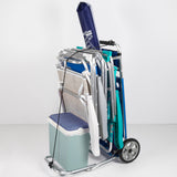 Carrito Playa Plegable, Carrito Multiuso con Barras Extensibles, Desmontable y Plegable, Perfecto como Mesa Portable, Hecho de Aluminio Resistente, Bolso Incorporado, Soporte Hasta 30Kg, 50 x 78 x 105cm