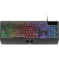 Mars Gaming MK124, Teclado Ergonómico H-Mech, Reposamuñecas Integrado, Iluminación FRGB Rainbow, Teclado Gaming Antighosting Avanzado, Teclado PC Completo Multiplataforma, Idioma Español, Negro