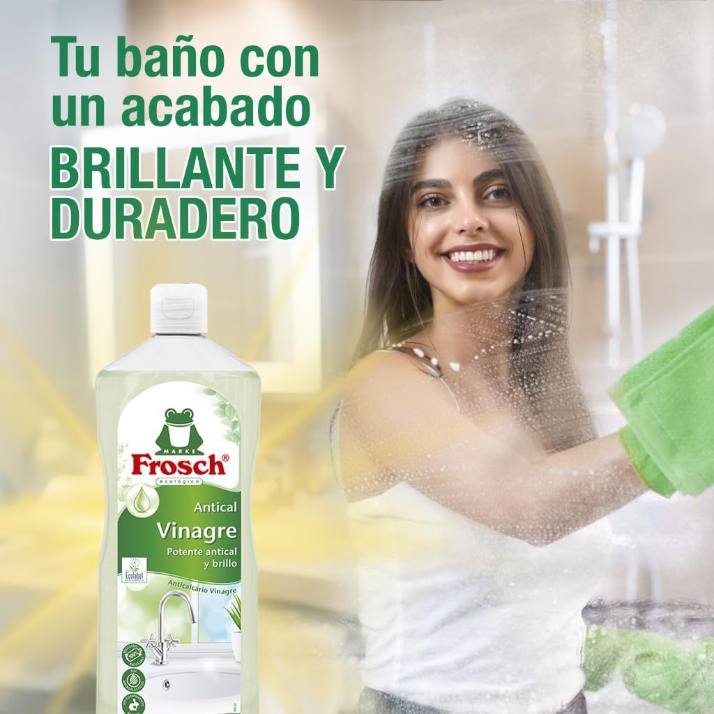 Frosch Vinagre de Limpieza Antical, Limpiador que Elimina la Cal en Profundidad, Potencia el Brillo, Pack 10 Unidades x 1L, 10L en Total