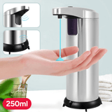 Dispensador Jabón Automático de Acero Inoxidable con Sensor, 250ml de Capacidad, Compatible con todo tipo de Jabón, Anti Goteo, Indicador Luminoso de Encendido, Funciona con 4 Pilas AAA (no incluidas), 3 Modos de Cantidad de Descarga de Jabón