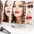 Espejo Maquillaje, 4 Espejos con diversos Aumentos de 1X, 2X y 3X, Soporte Giratorio de 180º, Diseño Compacto ideal para Llevar a cualquier Lugar, Resistente y Pensado para Uso Diario