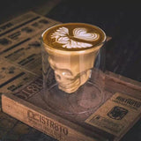 x3 Vaso Calavera de Cristal, Muy Resistentes, Base Gruesa y Estable, Doble Pared, Térmicos, Forma Interior de Calavera 3D, 3 unidades 130ml