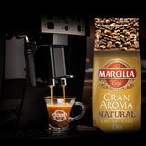 Marcilla Café Grano Tueste Natural y Orgánico Intenso y Profundo, Gran Aroma, Café en Grano Listo para ser Molido, 1Kg