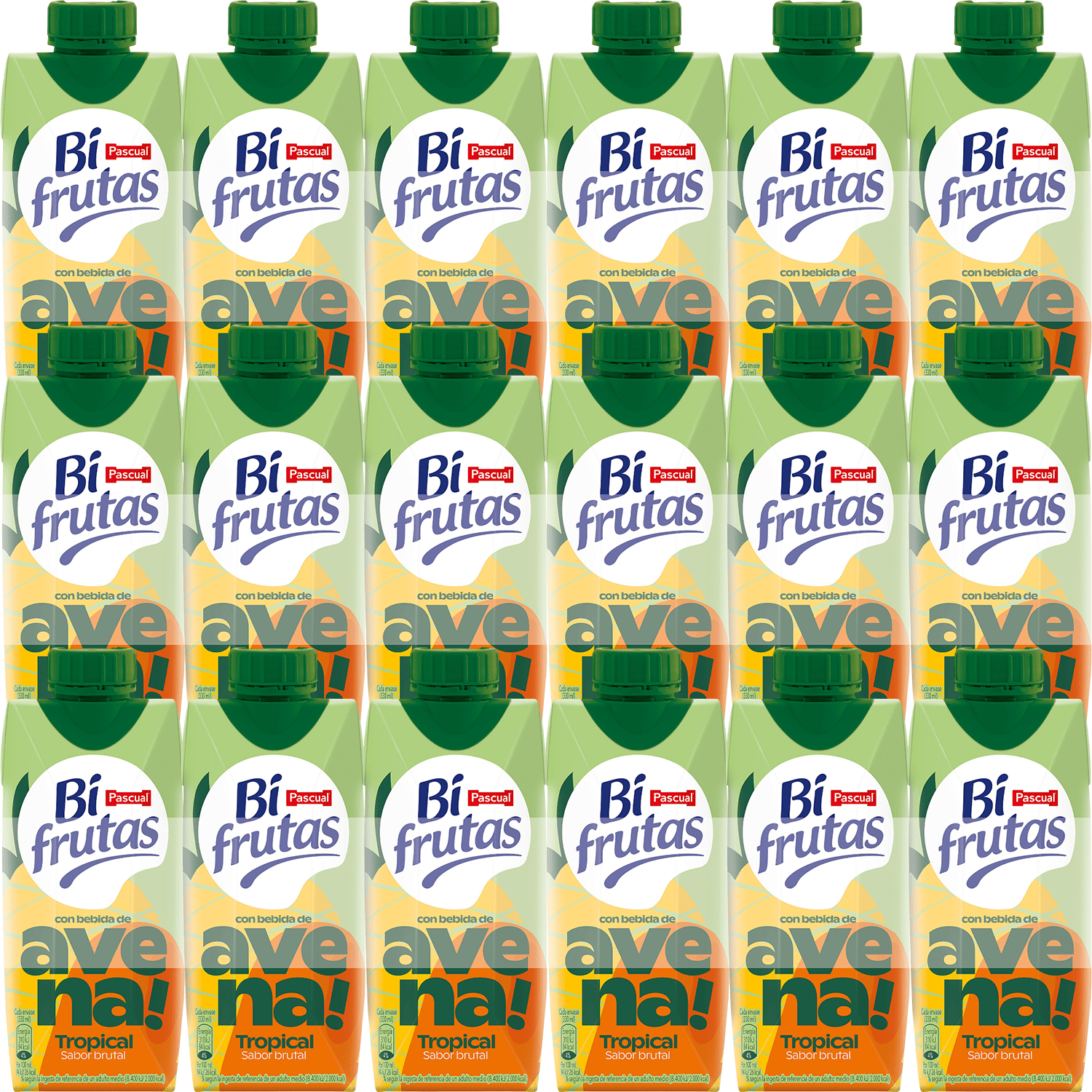 PASCUAL Bifrutas Avena, Bebida Vegetal de Avena con Sabor Tropical, Ingredientes 100% Naturales y Vitamina C, 330 ml