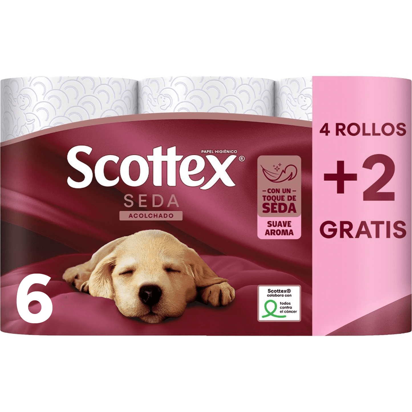 Scottex Papel Higiénico Seda Acolchado, Rollos Acolchados de Tres Capas que ofrecen Máxima Suavidad y Cuidado con Aroma Suave
