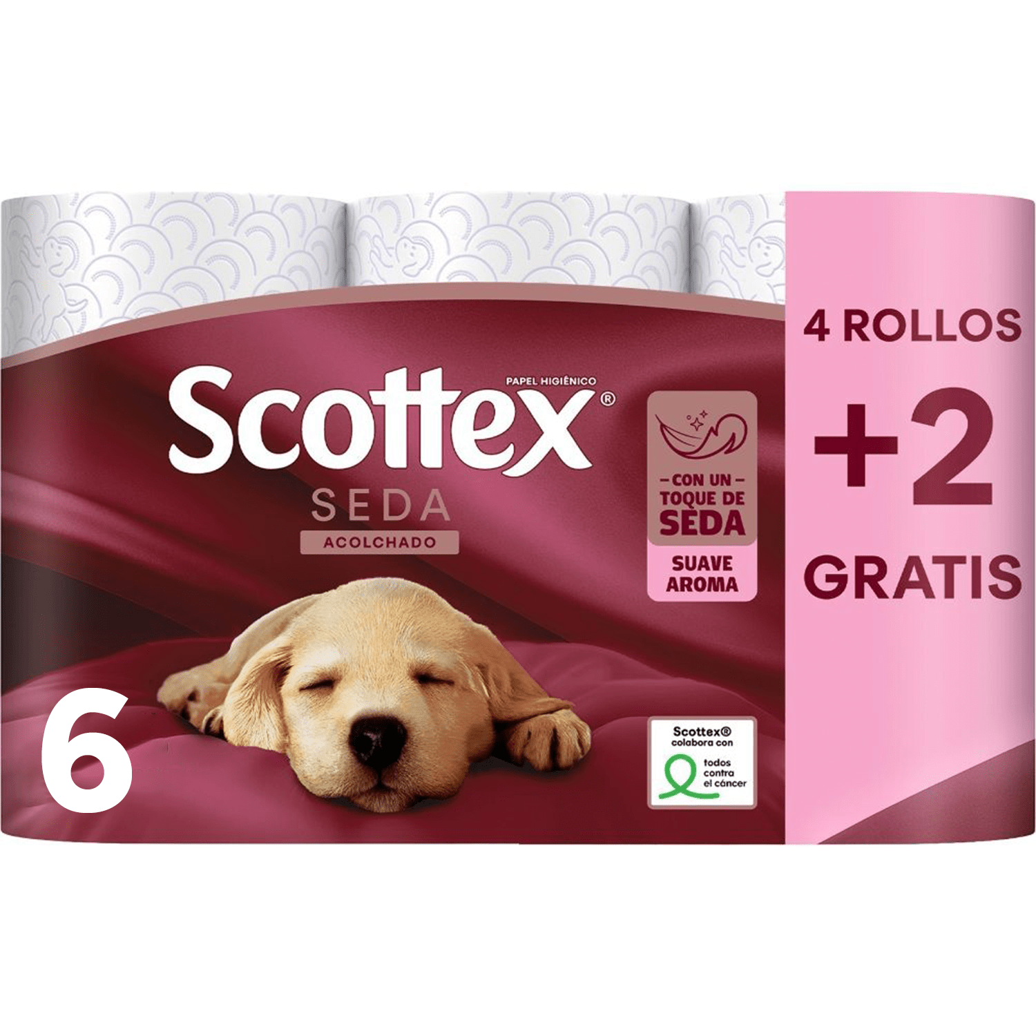 Scottex Papel Higiénico Seda Acolchado, Rollos Acolchados de Tres Capas que ofrecen Máxima Suavidad y Cuidado con Aroma Suave
