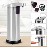 Dispensador Jabón Automático de Acero Inoxidable con Sensor, 250ml de Capacidad, Compatible con todo tipo de Jabón, Anti Goteo, Indicador Luminoso de Encendido, Funciona con 4 Pilas AAA (no incluidas), 3 Modos de Cantidad de Descarga de Jabón