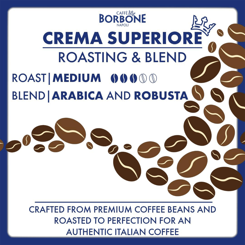 BORBONE Crema Superiore Café en Grano Natural, Intensidad 7/10, Café Italiano, 500g/1kg