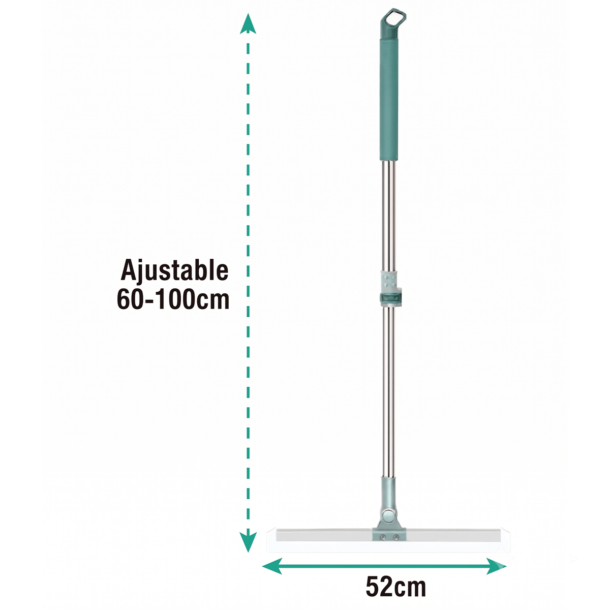 Escoba Multifunción, Cabezal Giratotio 180°, Mango Ajustable de 60 a 100cm, Perfecta para Eliminar Líquidos y Manchas, Fácil Uso en Espacios de Difícil Acceso, Eficaz para Limpiar Cristales, Flexibilidad Ideal para Suelos y Superficies Lisas
