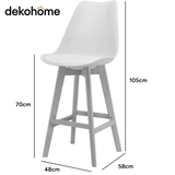Taburete Alto Cocina con Respaldo, Asiento Blando y Tapizado, Patas Altas Resistentes de Madera de Haya con Reposapiés, Sillas Nórdicas, Ideal para Cocina, Salón, Comedor y Restaurante, 54.5 x 49.5 x 106 cm