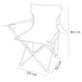 Pack x2 Sillas Plegables Camping con Respaldo y Apoyabrazos para Exterior, Acampada, Pescar y Picnic de 50 x 50 x 80 cm, Resistente y Compacta, Soporta hasta 120kg, Negro