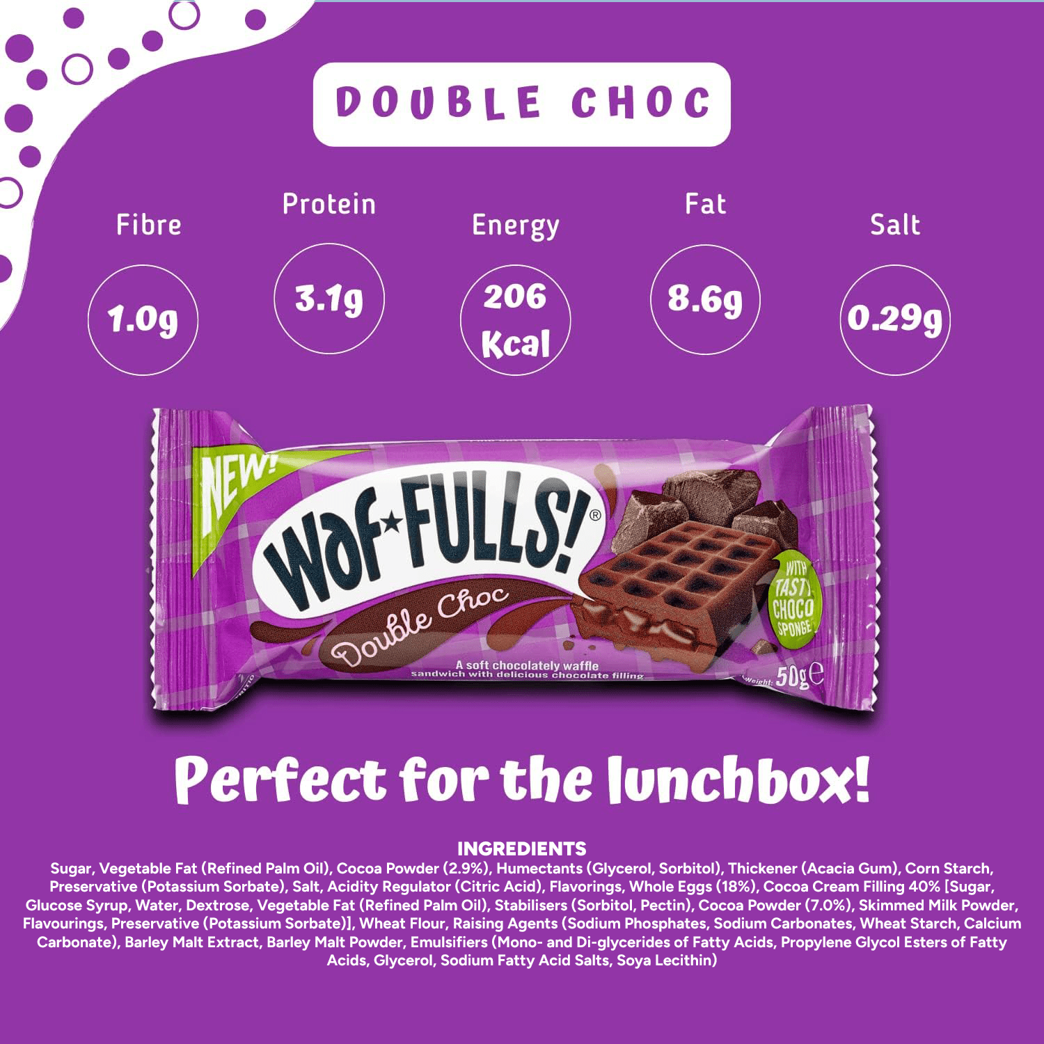WafFULLS! Gofres de Sabores, 12 Gofres para Picoteo, Desayuno y Merienda, Barritas Esponjosas Rellenas, Gofres Envueltos Individualmente Listo para Comer, Caja con 12 Gofres