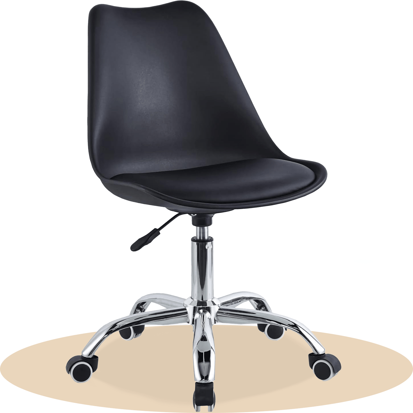 Silla Escritorio Ergonómica con Ruedas, Silla Oficina Giratoria con Altura Ajustable, Acolchada, Estilo Nórdico, Ideal para Estudio y Oficina