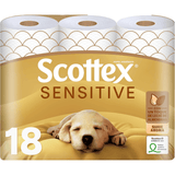 Scottex Papel Higiénico Sensitive con 3 Capas, Cuidado Delicado y Suave con un Toque de Leche de Almendras