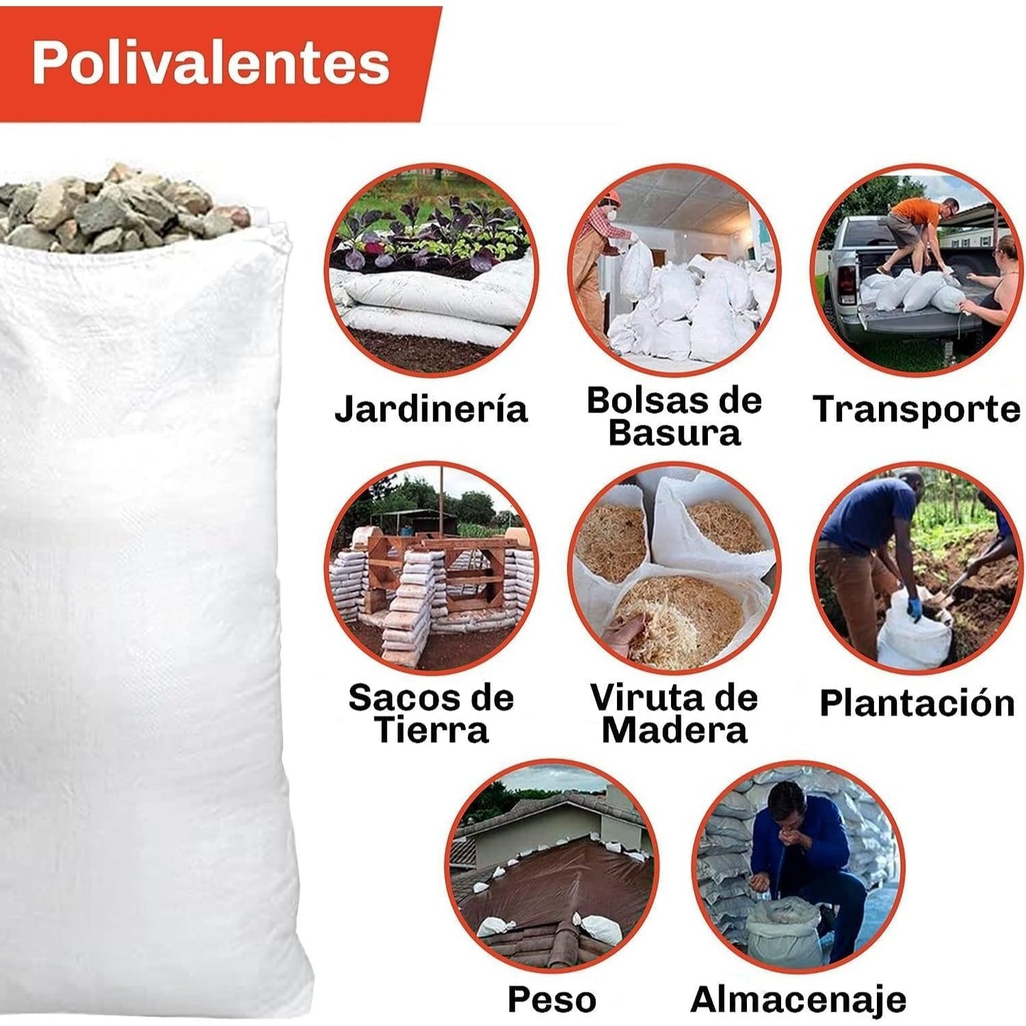 Sacos de Escombro, Sacos de Rafia, Bolsas de Polipropileno, Saco de Recogida Reforzada y Resistente, Reutilizable y Polivalente, Más de 50kg de Carga, Tamaño Grande 60 x 100 cm, 10 Sacos