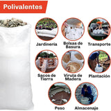 Sacos de Escombro, Sacos de Rafia, Bolsas de Polipropileno, Saco de Recogida Reforzada y Resistente, Reutilizable y Polivalente, Más de 50kg de Carga, Tamaño Grande 60 x 100 cm, 10 Sacos
