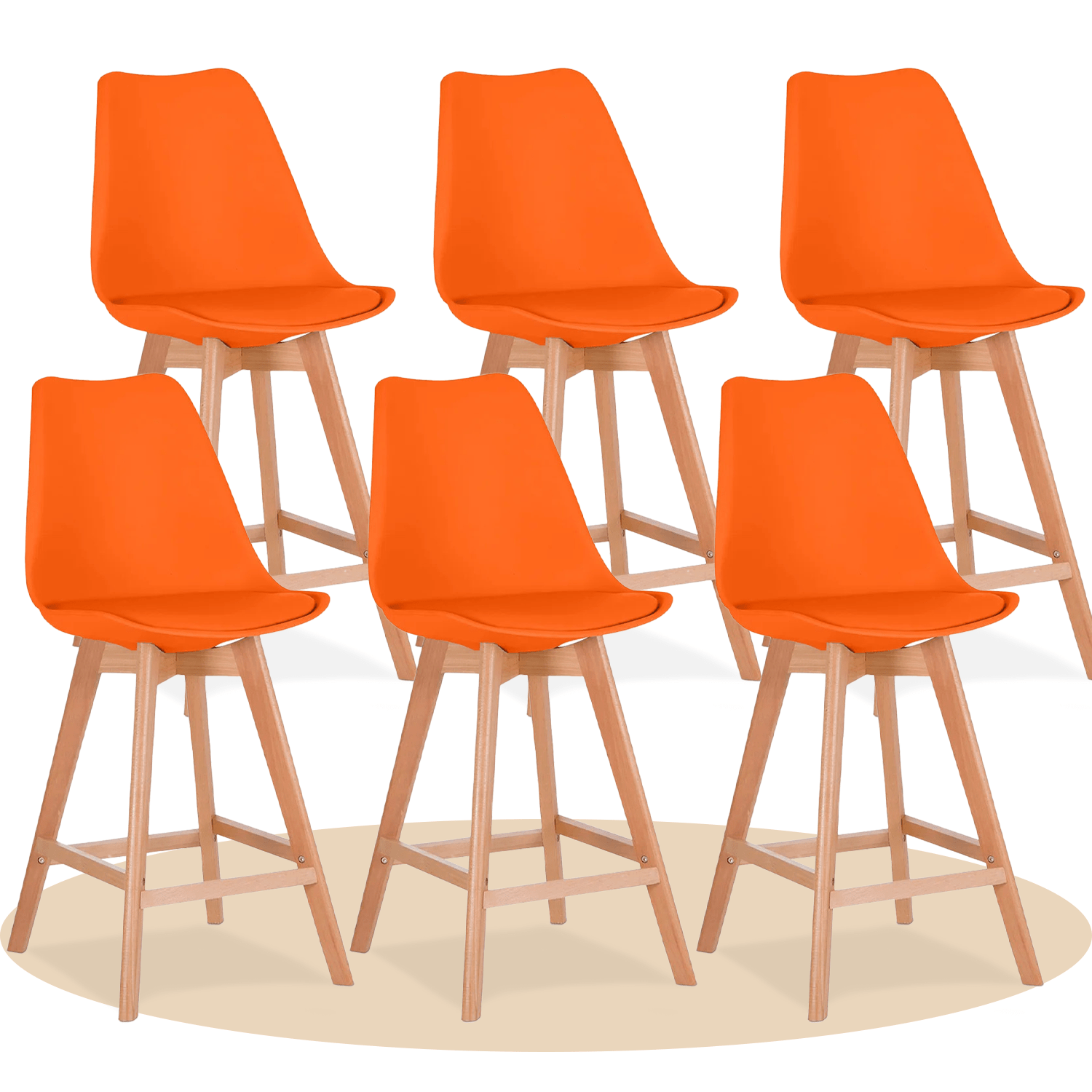 Taburete Alto Cocina con Respaldo, Asiento Blando y Tapizado, Patas Altas Resistentes de Madera de Haya con Reposapiés, Sillas Nórdicas, Ideal para Cocina, Salón, Comedor y Restaurante, 54.5 x 49.5 x 106 cm