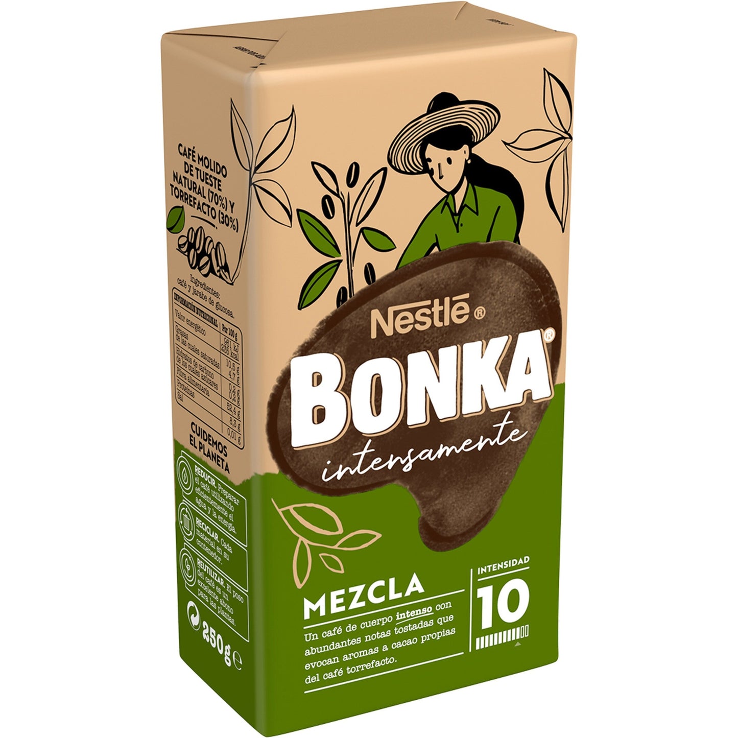 Nestlé Bonka Café Molido Mezcla de Cultivo Sostenible, Intensidad 10, Paquete de 250g