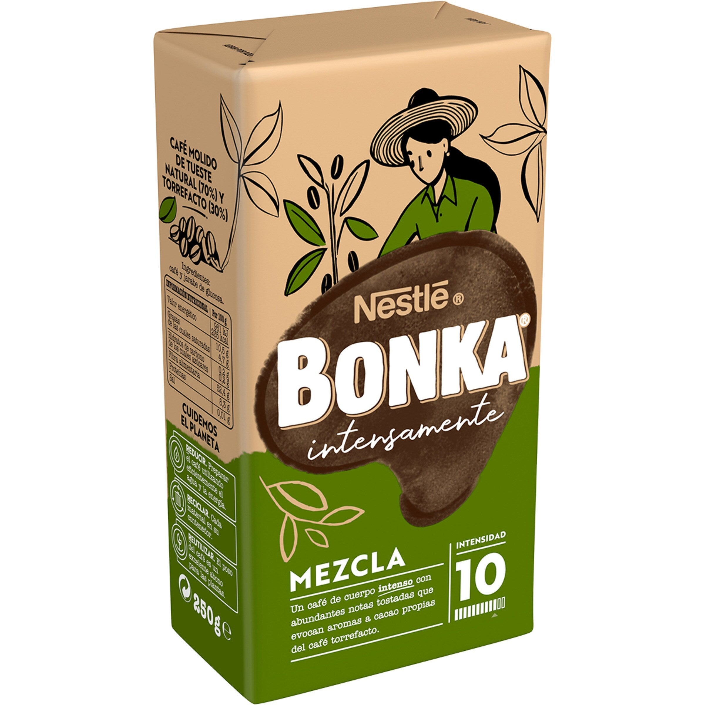 Nestlé Bonka Café Molido Mezcla de Cultivo Sostenible, Intensidad 10, Paquete de 250g