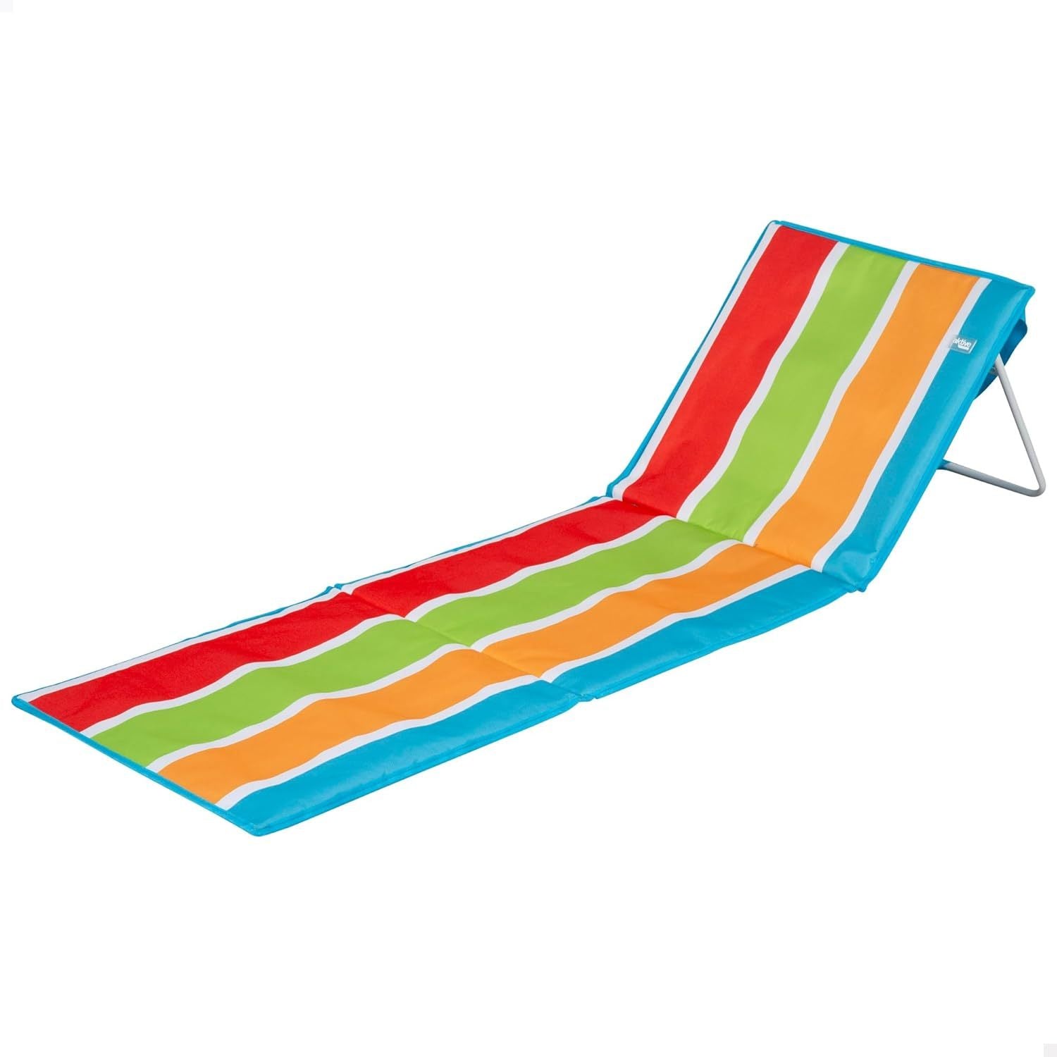 Esterilla Playa con Respaldo, Acolchada, Soporta 110 kg, Plegable, Estructura Acero, Tejido Oxford, Asa Hombro de Transporte, Tumbona Reclinable, 155 x 52 x 40 cm, Multicolor