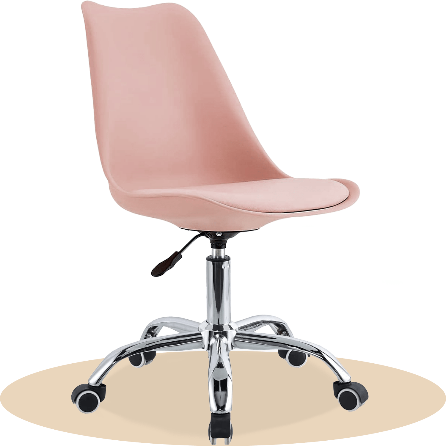 Silla Escritorio Ergonómica con Ruedas, Silla Oficina Giratoria con Altura Ajustable, Acolchada, Estilo Nórdico, Ideal para Estudio y Oficina