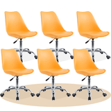 Silla Escritorio Ergonómica con Ruedas, Silla Oficina Giratoria con Altura Ajustable, Acolchada, Estilo Nórdico, Ideal para Estudio y Oficina