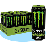 MONSTER ENERGY Zero Sugar Bebida Energética Sin Azúcar, 12 Latas de 500ml