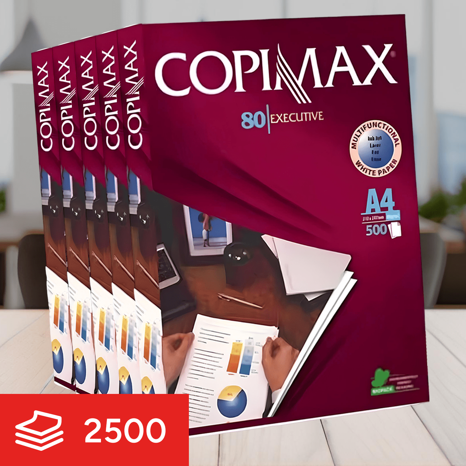 Folios Blancos A4 210 x 297mm, 80gr/m², Alta Opacidad, Papel Blanco Multifunción, Ideal para Impresoras, Fotocopiadoras y Fax, Compatibilidad Universal, 500/2500 Hojas