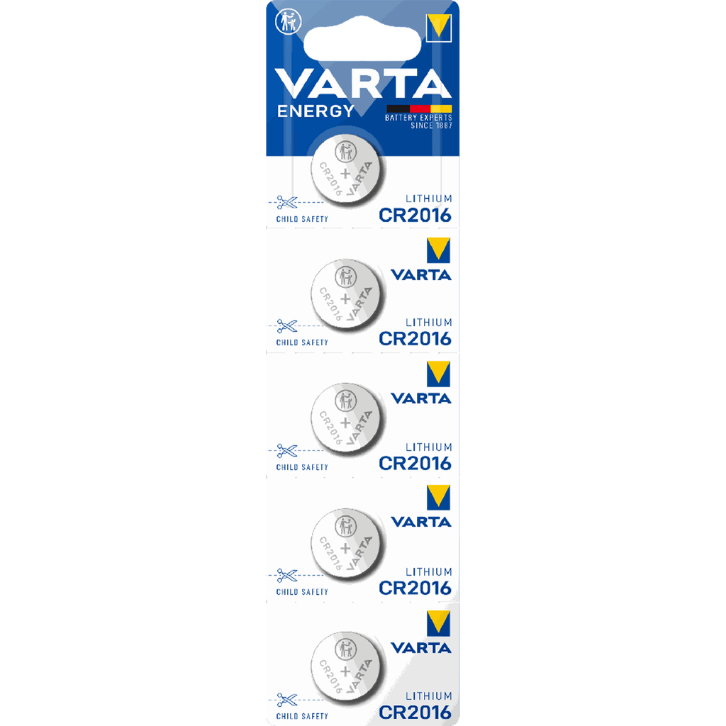 Pilas Boton CR2016 de Litio de Alto Rendimiento, Larga Duración, Ideal para Relojes, Controles Remotos, Calculadoras, Básculas, Audífonos, Juguetes y Otros Dispositivos Pequeños - VARTA
