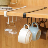 Colgador de Ropa con 6 Ganchos, Percha de Ropa Metálica, Colgador Utensilios Cocina, Ganchos para Colgar Ropa, Ideal para Aprovechar y Optimizar el Espacio, Fácil Instalación y Sin Perforaciones, 25 x 4 x 2,5 cm
