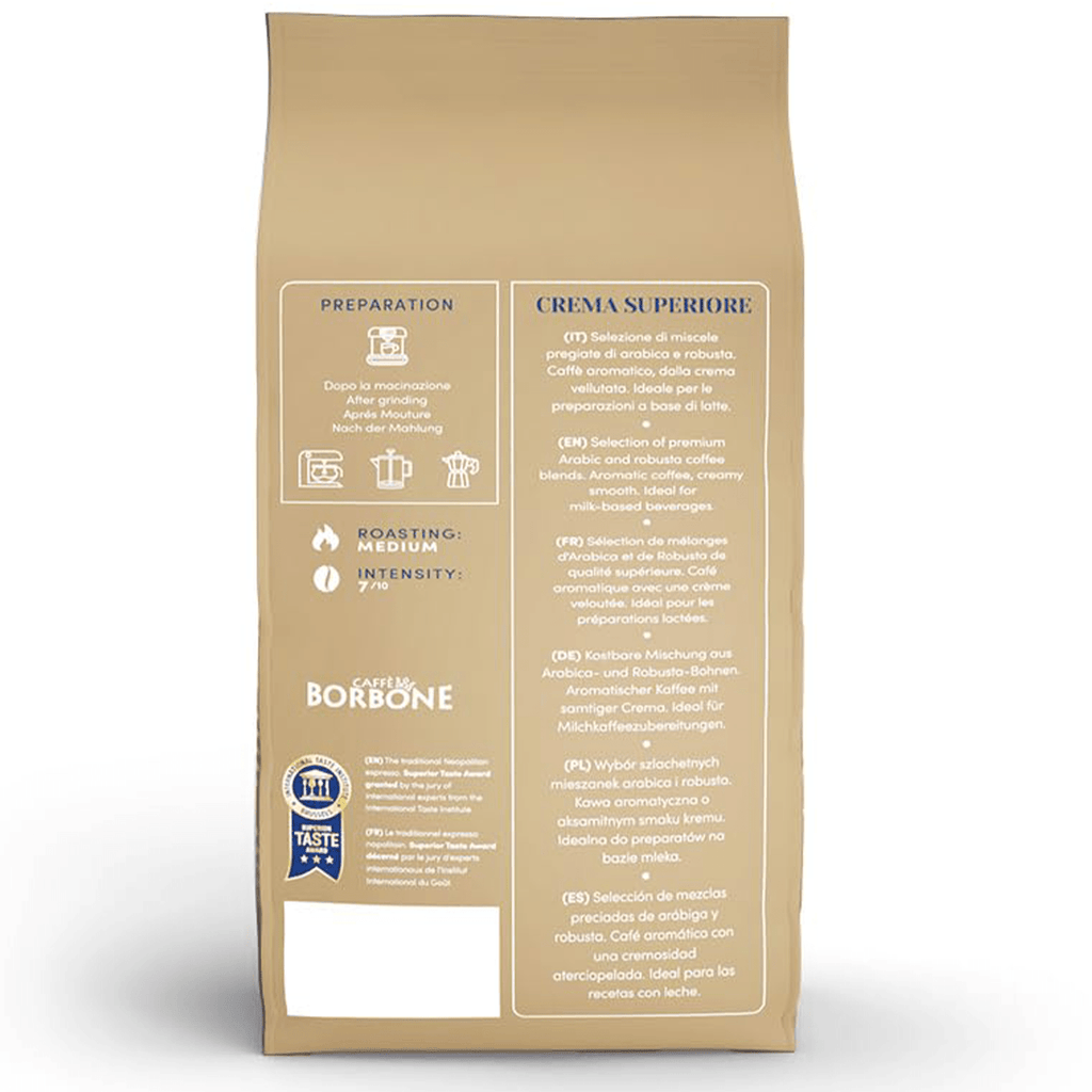BORBONE Crema Superiore Café en Grano Natural, Intensidad 7/10, Café Italiano, 500g/1kg