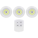 3 Luces LED Inalámbricas, Lampara LED Inalambrica con Control Remoto ideal para Hogar y Oficina, Adhesivas, Control de Intensidad y Temporizador, 100 lúmenes, 1W, Funciona con Pilas (No incluidas)