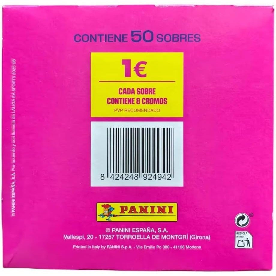 PANINI Caja 50 Sobres de Cromos LaLiga Este 2025-2026, 400 Cromos de Fútbol, Colección Oficial