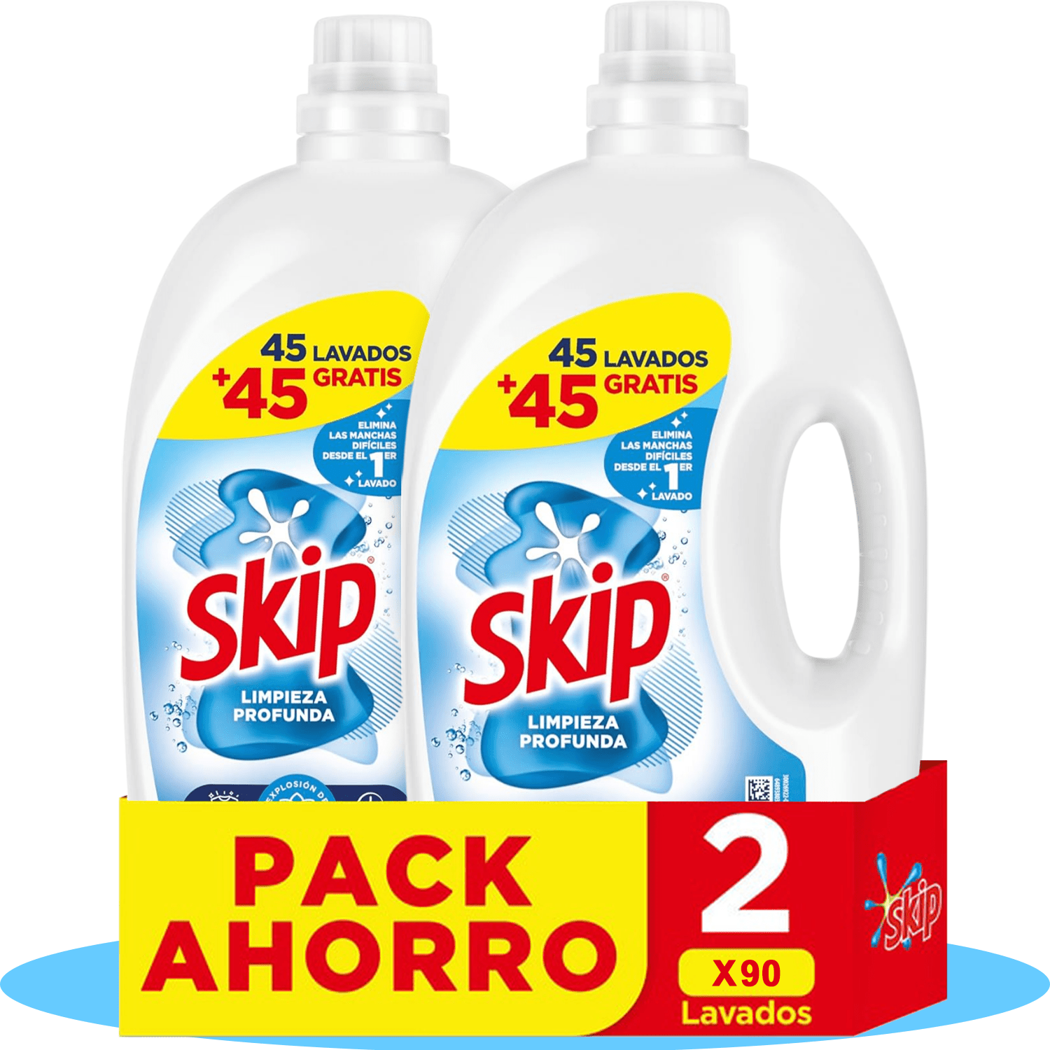 Skip Ultimate Limpieza Profunda 180 Lavados, Detergente Líquido, Elimina Manchas Difíciles Desde el 1er Lavado, Eficaz en Ciclos Cortos y Agua Fría, 4.05 Litros, 90 Lavados por Botella