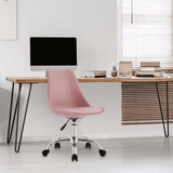 Silla Escritorio Ergonómica con Ruedas, Silla Oficina Giratoria con Altura Ajustable, Acolchada, Estilo Nórdico, Ideal para Estudio y Oficina