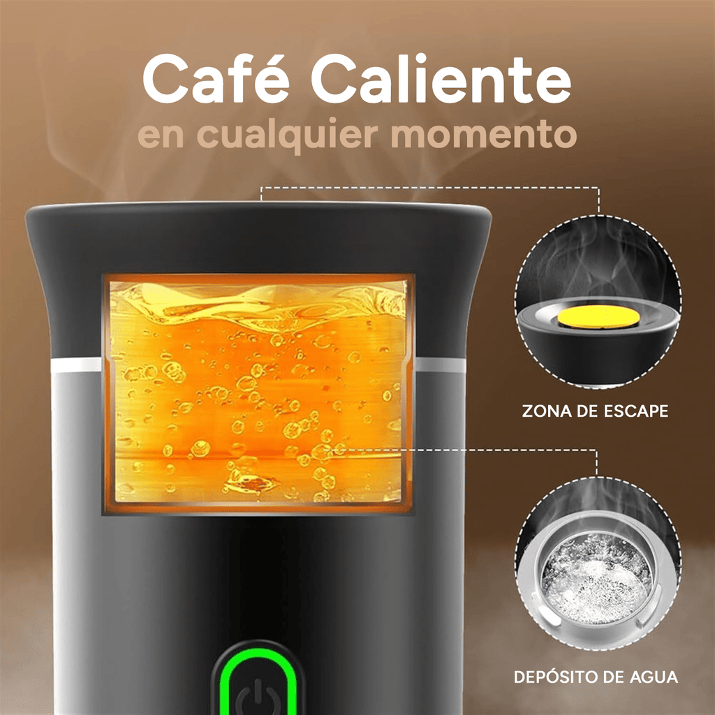Maquina Café Espresso Portátil, Compatible con Cápsulas Pequeñas, Grandes y Café Molido, Fácil de Limpiar, Carga USB-C, Hasta 50 Cafés por cada Carga Completa, Compacto y Ligero Ideal para Fuera de Casa, Trabajo, Oficina, Viaje, Excursión
