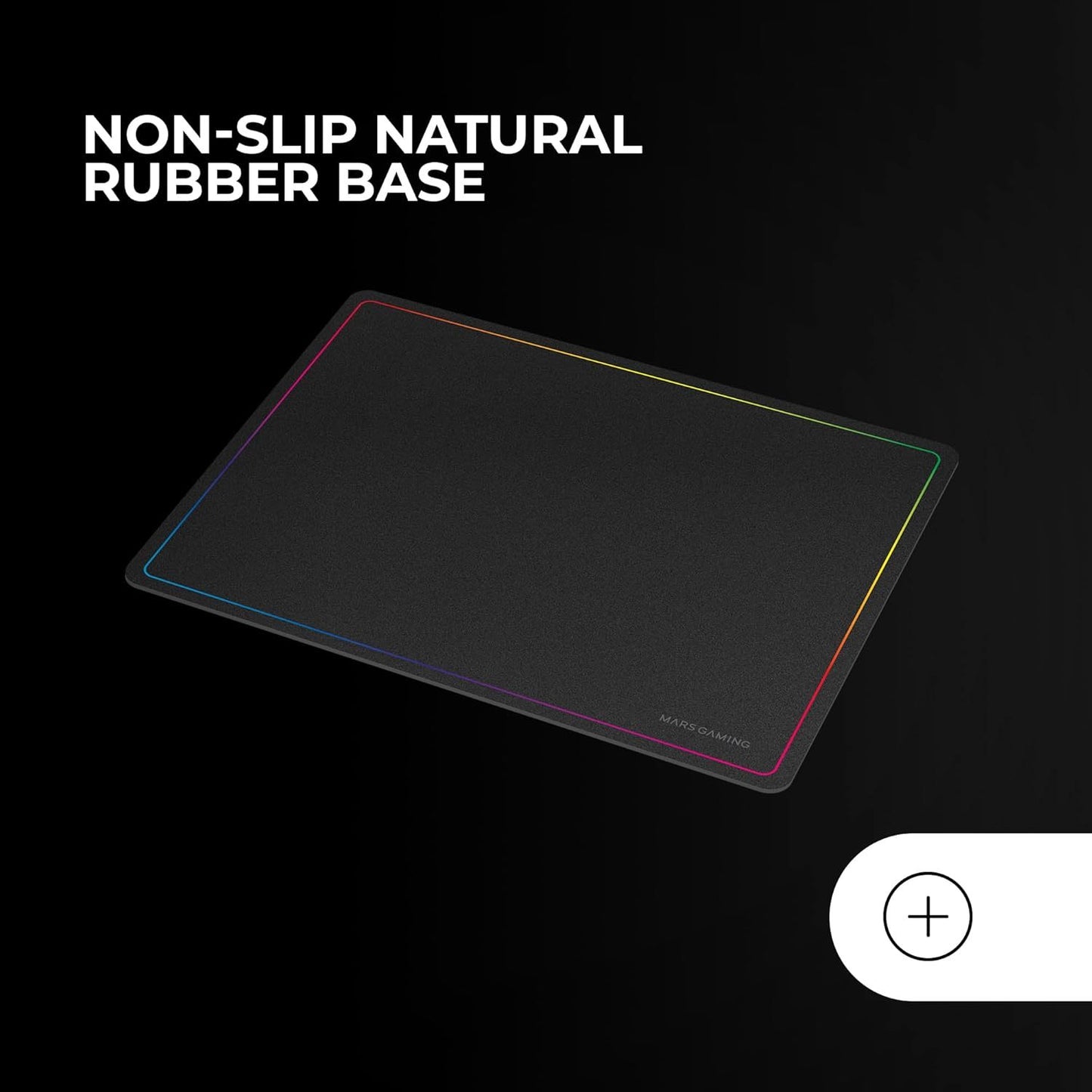 Mars Gaming MMP124, Alfombrilla Gaming 360x260mm, Diseño de Bordes Rainbow, Base Antideslizante de Caucho Natural, Superficie Nanotextil de Alta Precisión, Alfombrilla de Ratón Flexible, Negro