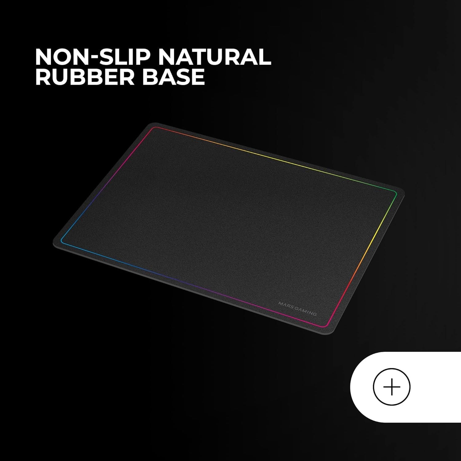 Mars Gaming MMP124, Alfombrilla Gaming 360x260mm, Diseño de Bordes Rainbow, Base Antideslizante de Caucho Natural, Superficie Nanotextil de Alta Precisión, Alfombrilla de Ratón Flexible, Negro