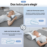 Almohada Cervical 2 en 1, Almohada Ergonómica de Espuma Viscoelástica, Funda Lavable de Poliéster, Amortiguación Perfecta, Soporte de Cabeza, Cuello y Hombro, Ayuda a Corregir la Postula, Se adapta al Contorno, 58 x 33 x 11 cm