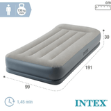INTEX Colchón Hinchable Individual, Colchón Inflable Individual, Resiste hasta 136kg, Color Gris, Máxima Durabilidad, 191 x 99 x 30 cm