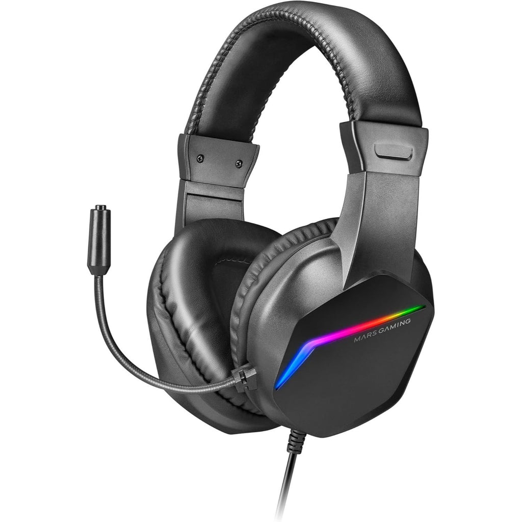 Mars Gaming MH122, Cascos Gaming FRGB Over Ear con Micrófono, Sonido HiFi, Cancelación de Sonido, Ultraligeros, PS4 PS5 Xbox Switch Switch 2 Tablet Windows Mac, Negro