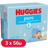 Huggies Pure Toallitas Bebé, Toallitas Húmedas, 99% Agua Pura, Textura Única, Algodonosa y Suave con la Piel, Limpieza Delicada de la Piel