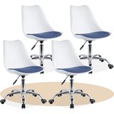 Silla Escritorio Ergonómica con Ruedas, Silla Oficina Giratoria con Altura Ajustable, Acolchada, Estilo Nórdico, Ideal para Estudio y Oficina